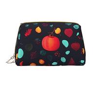 OCELIO Trousse de toilette portable en cuir avec fermeture éclair et motif fleurs de citrouille - Sac de rangement de voyage - Blanc - Taille unique, blanc, Taille unique