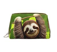 OCELIO Trousse de toilette portable en cuir avec fermeture éclair - Motif paresseux mignon - Sac de voyage - Blanc - Taille unique, blanc, Taille unique