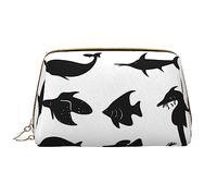 OCELIO Trousse de toilette portable en cuir noir et blanc (taille L) avec fermeture éclair, trousse de toilette, sac de rangement de voyage, blanc, taille unique, blanc, Taille unique