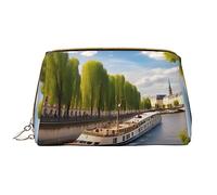 OCELIO View Of The Seine Trousse de toilette portable en cuir avec fermeture éclair Taille unique, blanc, Taille unique