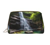 OCELIO Waterfall Views Trousse de maquillage portable en cuir (grande), pochette en cuir avec fermeture éclair, trousse de toilette, sac de voyage, blanc, taille unique, blanc, Taille unique