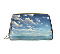 OCELIO White Clouds Over The Sea Trousse de maquillage portable en cuir avec fermeture éclair Taille unique, blanc, Taille unique