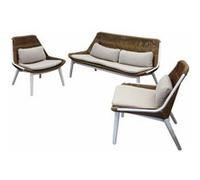 Océo By Proloisirs - Salon de jardin détente en aluminium et tressage Como blanc G