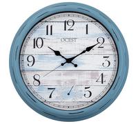 OCEST Grande horloge murale d'intérieur et d'extérieur de 40,6 cm, étanche avec thermomètre, résistante aux intempéries, sans tic-tac, horloge décorative à piles pour terrasse, piscine, porche,