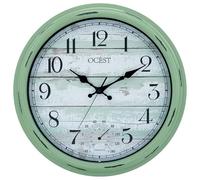 OCEST Grande horloge murale étanche pour intérieur et extérieur de 40,6 cm avec thermomètre, silencieuse, sans tic-tac, fonctionne à piles, décoration pour terrasse, piscine, porche, jardin, garage