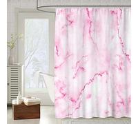 OCEUMACO 3D Motif Rideau de Douche Anti Moisissure Chic Effet Marbre Imprimé Rideaux Baignoire Home Long Qualité Polyester Tissu Imperméable 180x180 cm Lavable Machine - Rose