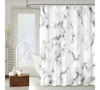 OCEUMACO 3D Motif Rideau de Douche Anti Moisissure Chic Effet Marbre Imprimé Rideaux Baignoire Home Long Qualité Polyester Tissu Imperméable 180x200 cm Lavable Machine - Gris 04