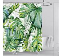 OCEUMACO Rideau de Douche Anti Moisissure Motif Feuille de Palmier Monstera Vert Rideau Douche Tissu Imperméable Polyester 180x180 cm Plante Jungle Tropical Original Rideaux Baignoire Lavable