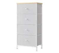 Ochama Commodes en tissu pour chambre, avec 4 tiroirs, cadre métallique, commode, blanc