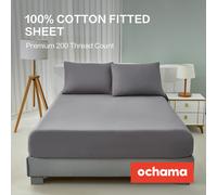 ochama Drap-Housse 100 % Coton 40S 200 Fils Antidérapant à Protection Totale - Gris 90x200 cm