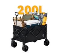 ochama×J.ZAO Chariot de Camping - Roues Tout-Terrain, Pliant avec Double Frein, Noir Graphite, 200L