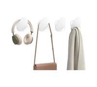Ochama Maison Patères lot de 4, patères murales en acier pour manteaux et serviettes, capacité de charge jusqu’à 5 kg par crochet, design forme d’œuf, salon chambre entrée, blanc perle