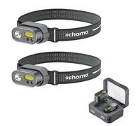 ochama MH1 Jeu de lampe frontale intelligente multifonction, 2 lampes frontales, 1 socle, 1 sangle, 1 câble de recharge Type-C, 1 boîtier de recharge inclus, éclairage modulable à détection gestuelle 