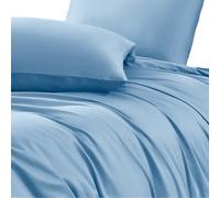 ochama Parure de Lit 3 Pièces en 100% Coton, Housse de Couette 220x240cm et 2 Taies d'Oreiller 60x70cm, Textile Naturel Doux et Respirant, Grand Format pour Lit Double, Lavable en Machine, Bleu