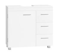 Ochama x SONGMICS Armoire de Salle de Bain, Meuble sous Lavabo avec Pieds, 3 Tiroirs Latéraux, Rangement pour Colonne, Blanc