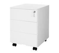 Ochama x SONGMICS Caisson à Roulettes, Armoire à Dossiers avec 3 Tiroirs, Livré Prémonté, 45 x 39 x 54 cm, Blanc