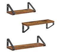 Ochama x SONGMICS lot de 3 étagères murales - Marron vintage et noir mat, LWS33BX
