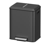 Ochama x SONGMICS Poubelle de cuisine à 2 compartiments avec couvercle à fermeture douce, poubelle de recyclage en acier avec seaux intérieurs et pédale large, noir