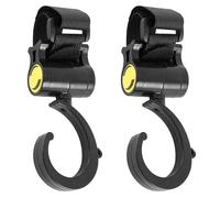 OcioDual 2x Crochet Poussette, Attache Sac a Langer Poussette, Lot de 2 Crochets pour Poussettes, Accessoires de Poussettes pour Sac à Dos et Sac à Main Sur, Rotation à 360º, Noir