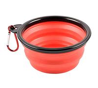 OcioDual Abreuvoir Pliable pour Chien, Gobelet Pliable de 350ml, Rouge, Mangeoire, Abreuvoir Portable pour Chien, Accessoires pour Chien, Plat avec Mousqueton pour Randonnée Ou Voyage