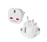 OcioDual Adaptateur de Prise UK vers EU, Convertisseur 3 broches vers 2 broches, type G vers Type E et F Blanc