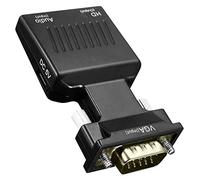 OcioDual Adaptateur VGA Mâle vers HDMI Femelle Convertisseur avec Câble Audio Video 1080p pour Ordinateur Portable Moniteur TV
