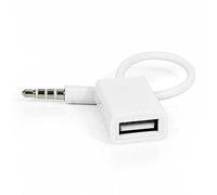 OcioDual Câble Adaptateur de AUX Jack 3.5mm Mâle au USB Femelle Prise Audio Blanc pour Auto Radio Voiture avec Decode Fonction