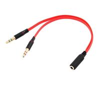 OCIODUAL Câble Adaptateur Splitter Y Jack 3.5mm Femelle TRRS à 2 Double AUX Mâle TRS Micro et Audio Stéréo pour Casque Rouge