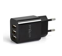 OcioDual Chargeur Mural UE, 3 Ports USB de 5 V, 2,4 A, 10 W, Chargeur pour Smartphones, Adaptateur Secteur pour Prise USB, Charge Rapide, Modèle : ST590, Noir