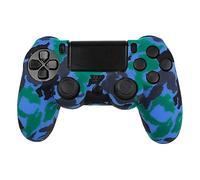 OcioDual Coque de Protection Silicone Compatible avec Manette PS4/Slim/PRO Camo Bleu Gamepad Étui Housse Bumper Anti-Dérapant