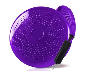 OcioDual Coussin TDAH Violet, Coussin d'Equilibre, Fitness Materiel l'Entraînement du Core, Tronc, Proprioception, l'agilité, Disque Gonflable, Surface en PVC avec Gonfleur Manuel