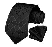 OcioDual Cravate Noir Homme, Cravate Homme avec Pochette Ensemble Élégant, Cravates avec Mouchoir pour Célébrations, les Événements, Gravatas Hommes, les Mariages, les Fêtes