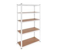 OcioDual Essential Etagere Metallique Blanc, Etagere Rangement Outillage, 180x90x40cm Storage, Étagère Garage Metal, Étagère Metallique Garage, sans Vis, 875kg, 5 Etagères MDF