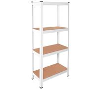 OcioDual Etagere Metallique Blanche Tiny, Etagere Rangement Outillage, 150x60x30cm Storage, Étagère Garage Metal, Étagère Metallique Garage, sans Vis, 240kg, 4 Etagères MDF
