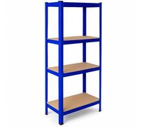 OcioDual Etagere Metallique Bleu Tiny, Etagere Rangement Outillage, 150x60x30cm Storage, Étagère Garage Metal, Étagère Metallique Garage, sans Vis, 240kg, 4 Etagères MDF