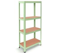 OcioDual Etagere Metallique Vert Tiny, Etagere Rangement Outillage, 150x60x30cm Storage, Étagère Garage Metal, Étagère Metallique Garage, sans Vis, 240kg, 4 Etagères MDF