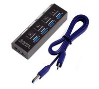 OcioDual Hub USB 3.0/2.0 4 Ports Noir Transfert de Données Haute Vitesse 5Gbps Ultra Rapide Super Speed SS Data Adaptateur