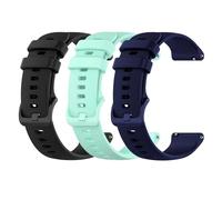 OcioDual Pack de 3 bracelets de montre Silicone, 22mm, Bleu foncé/Noir/Turquoise