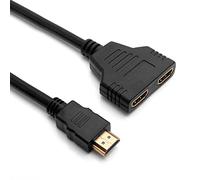 OcioDual Répartiteur de Signal Vidéo HDTV 1 PC vers 2 écrans M/F-F, Câble Adaptateur, Résolution d'Image Jusqu'à Full HD 1080p @30Hz pour Ordinateurs Portables, Projecteurs, TVs, Moniteurs