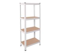 OcioDual Etagere Metallique Blanche Tiny, Etagere Rangement Outillage, 150x60x30cm Storage, Étagère Garage Metal, Étagère Metallique Garage, sans Vis, 240kg, 4 Etagères MDF