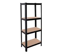 OcioDual Etagere Metallique Noir Tiny, Etagere Rangement Outillage, 150x60x30cm Storage, Étagère Garage Metal, Étagère Metallique Garage, sans Vis, 240kg, 4 Etagères MDF