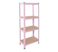 OcioDual Etagere Metallique Rose Tiny, Etagere Rangement Outillage, 150x60x30cm Storage, Étagère Garage Metal, Étagère Metallique Garage, sans Vis, 240kg, 4 Etagères MDF