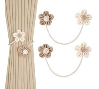 OCIOLI Embrasses de rideaux faites à la main à motif floral - Accessoires de décoration d'intérieur chic et bohème sans perçage pour chambre d'enfant et chambre à coucher (2, beige-2)