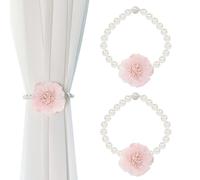 OCIOLI Lot de 2 embrasses magnétiques en perles avec fleurs faites à la main pour rideaux (2, rose)