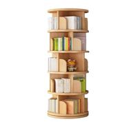 OCKULT Étagère À Livres Rotative À 5 Niveaux, Bibliothèque Tournante en Bois, Organiseur d'angle Rotatif Vertical(Natural)
