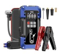 Ockwred Booster Batterie Voiture avec Compresseur,4000A 26800mAh,12V Jump Starter Portable Booster Batterie (Jusqu’à All Gaz Ou 8L Diesel) avec Grand éCran LCD,Lampe à LED,Pinces Intelligentes