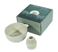 Ockyunoo Bol à Matcha en Céramique avec Porte-Fouet, 500ml Bol à Thé avec Bec Verseur, Ensemble à Thé Matcha, Matcha Bowl, Matcha Bowl with Spout, Ceramic Matcha Bowl, pour l'Usage Domestique