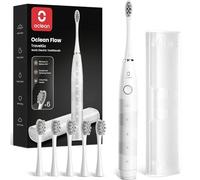 Oclean Brosse à Dents Électrique TravelGo FlowSet, Autonomie de 180 jours avec 6 Brossettes et 5 Modes, Brosse à Dents Sonique, Minuterie & Rappel 30s, 1 Étui Voyage, Set Blanc