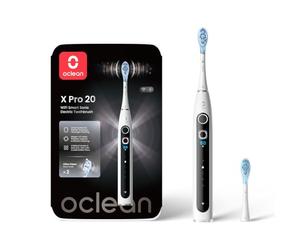 Oclean Brosse à dents électrique X Pro 20, 4 modes de brossage, Brosse à Dents Sonique avec écran tactile, 12 zones de suivi, 84 000 mouvements/minute, 40 jours d'autonomie - Blanc