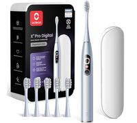 Oclean Brosse à dents électrique X Series Pro Digital Travel Set, 6 Brosettes Étui de voyage, Suivi en temps réel de 8 zones et 3 Modes, Autonomie 30 jours, Minuteur & Rappel, Set Perle Argenté